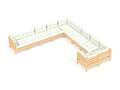 10-piece garden furniture set with cream cushions, pine wood