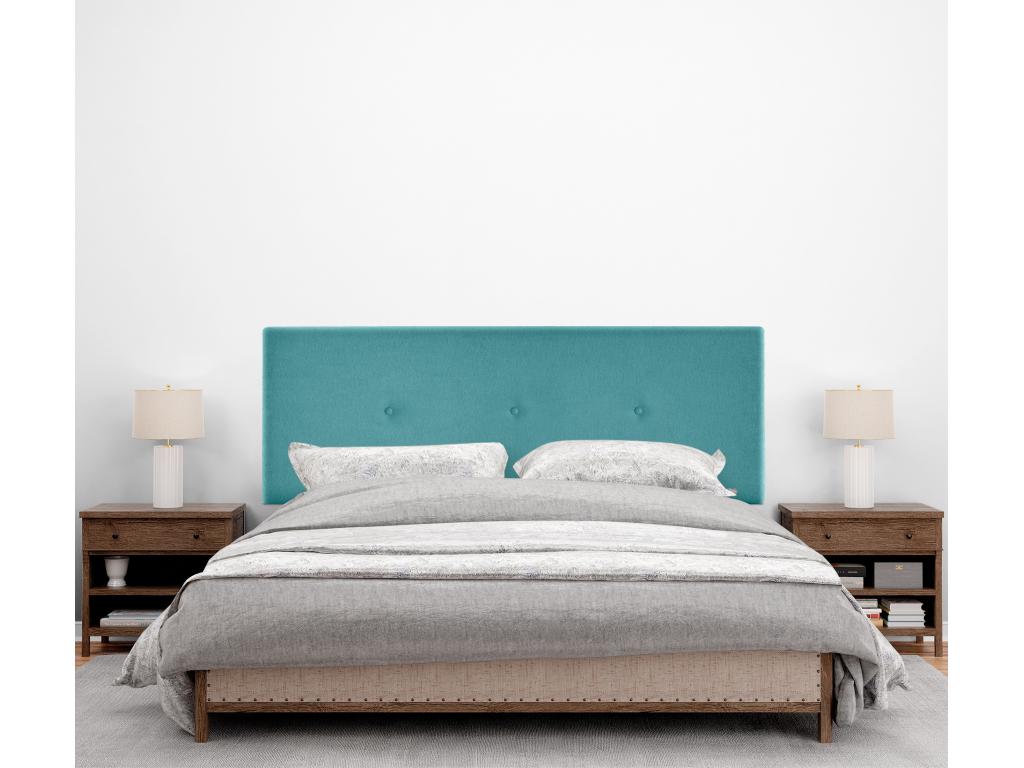 Vertchez Aqualine Smooth Fabric Headboard with Buttons 145x105cm with Legs for 135/140cm Beds - Turquoise