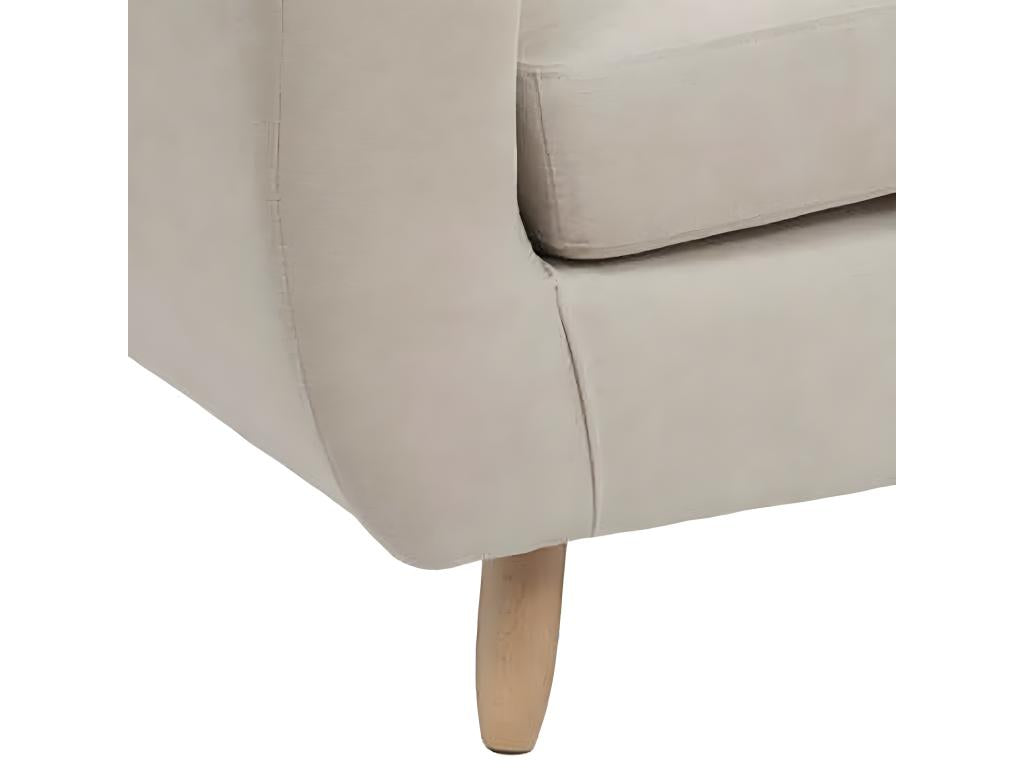 Two-seater sofa in pine wood and particleboard, linen beige color - Length 150 x Depth 82 x Height 87 cm