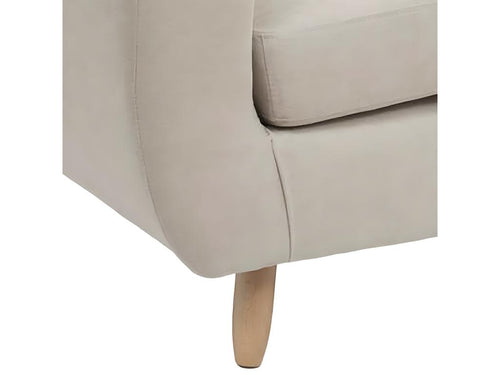 Two-seater sofa in pine wood and particleboard, linen beige color - Length 150 x Depth 82 x Height 87 cm
