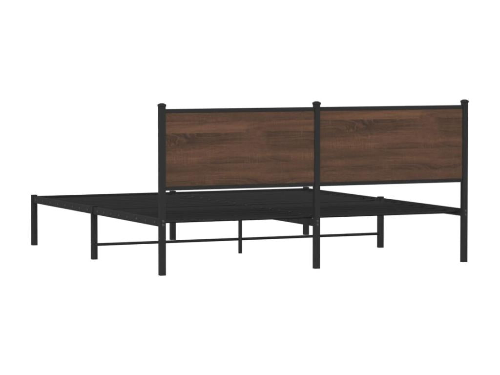 Metal bed frame without mattress, brown oak, 180x200 cm