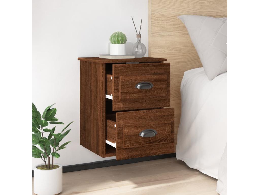 Wall-mounted bedside tables, 2 pcs, brown oak, 41.5x36x53