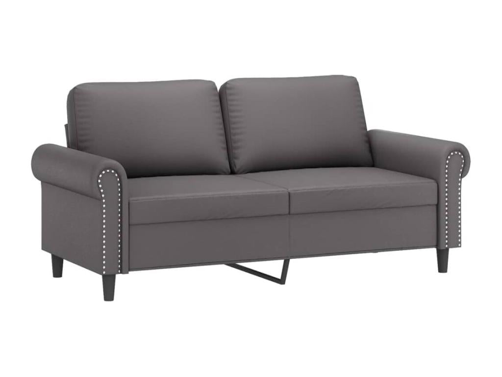 2-piece sofa set with cushions, grey faux leather