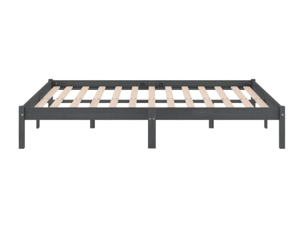 Grey bed, solid pine wood, 200x200