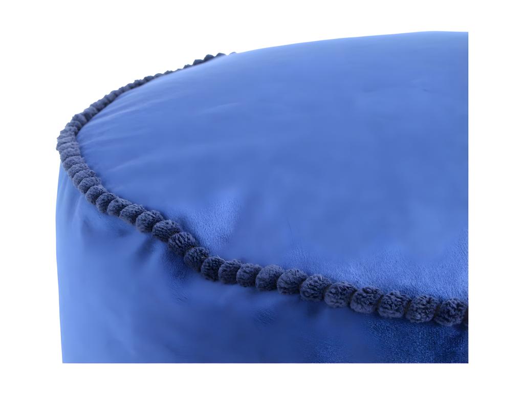 Round Green Velvet Pouf by Mahal, 47cm, Blue