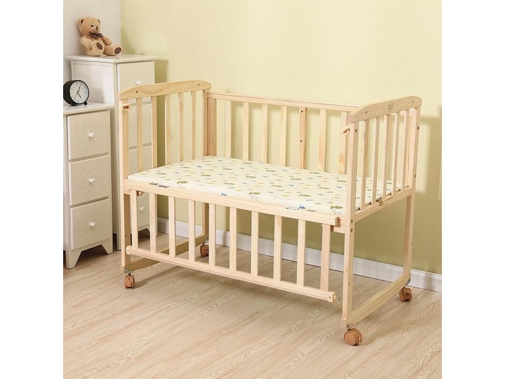Baby cot in MDF veneer - Solid pine - natural finish for a 100x55 cm mattress