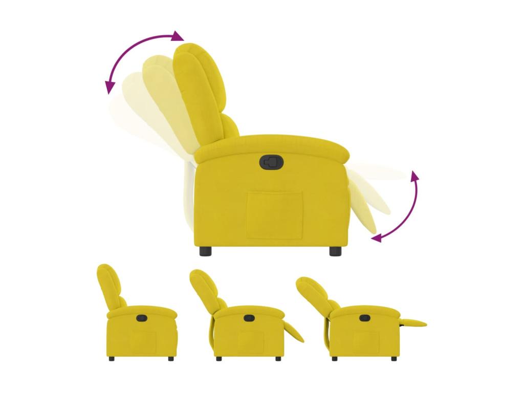 Yellow velvet reclining armchair