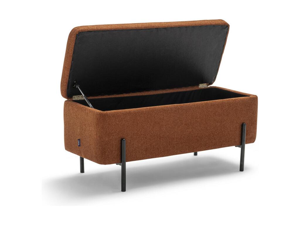 Vertchez - Fabric and metal storage bench, 100cm long - Rust