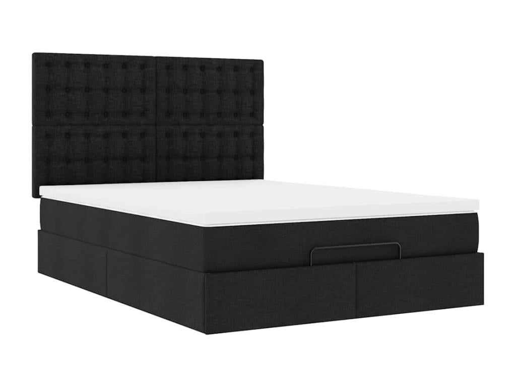 Ottoman bed frame with black mattress 140x200 cm fabric