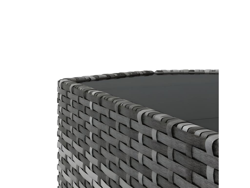 4-piece garden furniture set with cushions, grey woven resin