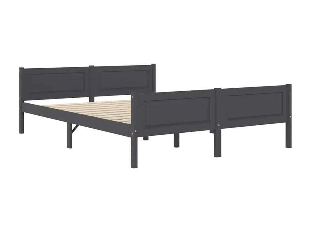 Bed frame without mattress, solid pine wood, grey, 120x200 cm
