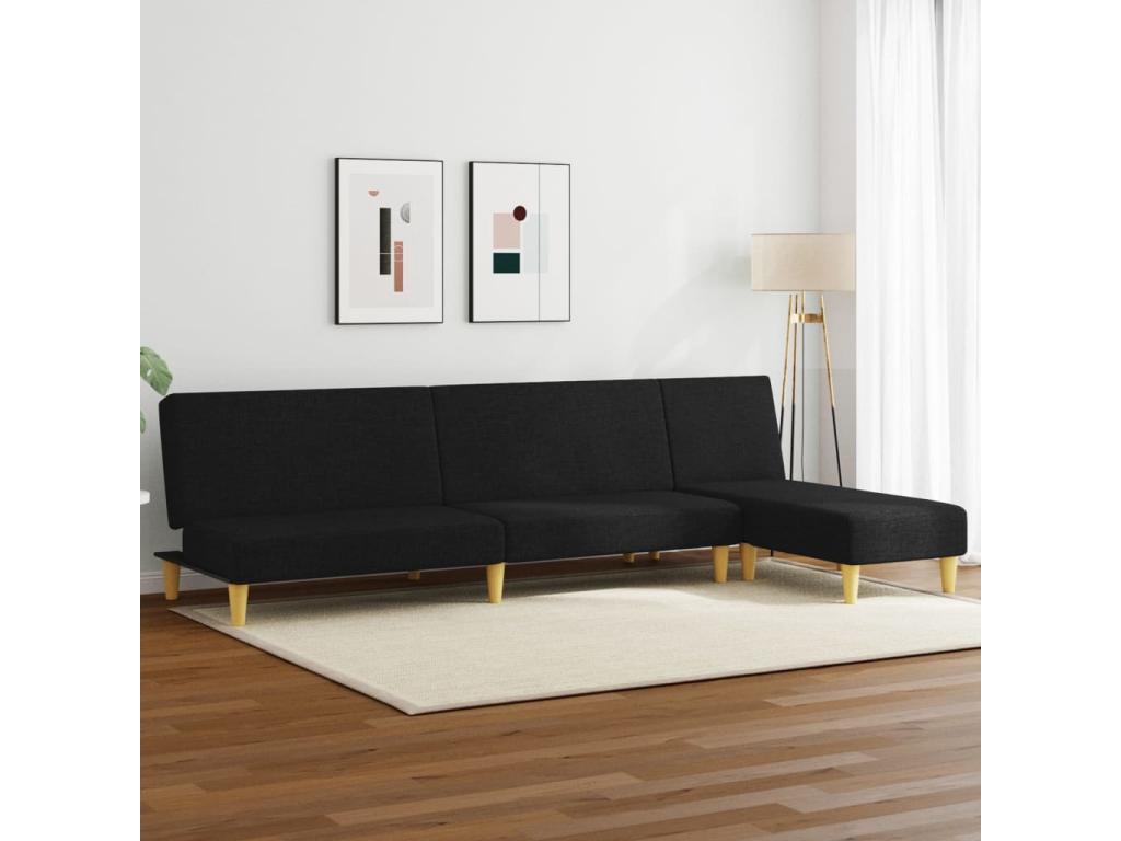2-piece black fabric sofa set