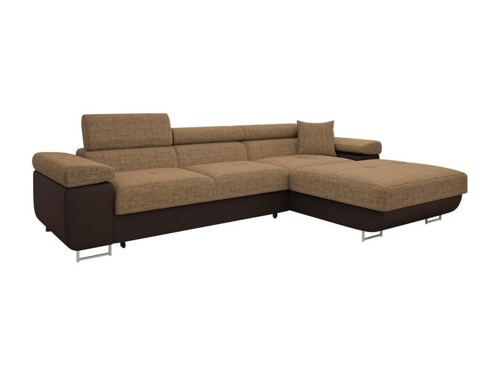 Vertchez Eliferu 102 Brown Corner Sofa with Sleeping Function and 280cm Bedding Box