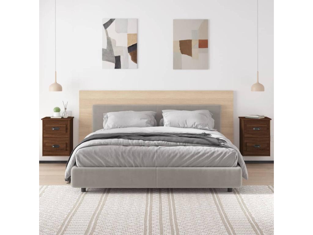 Wall-mounted bedside tables, 2 pcs, brown oak, 41.5x36x53