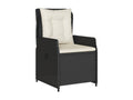 5-piece garden dining set with cushions, black woven resin