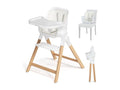 Folding Baby High Chair, 4-in-1 Child's Chair with Wooden Legs, Extra Seat, Bar Stool, Suitable from 6 Months, White