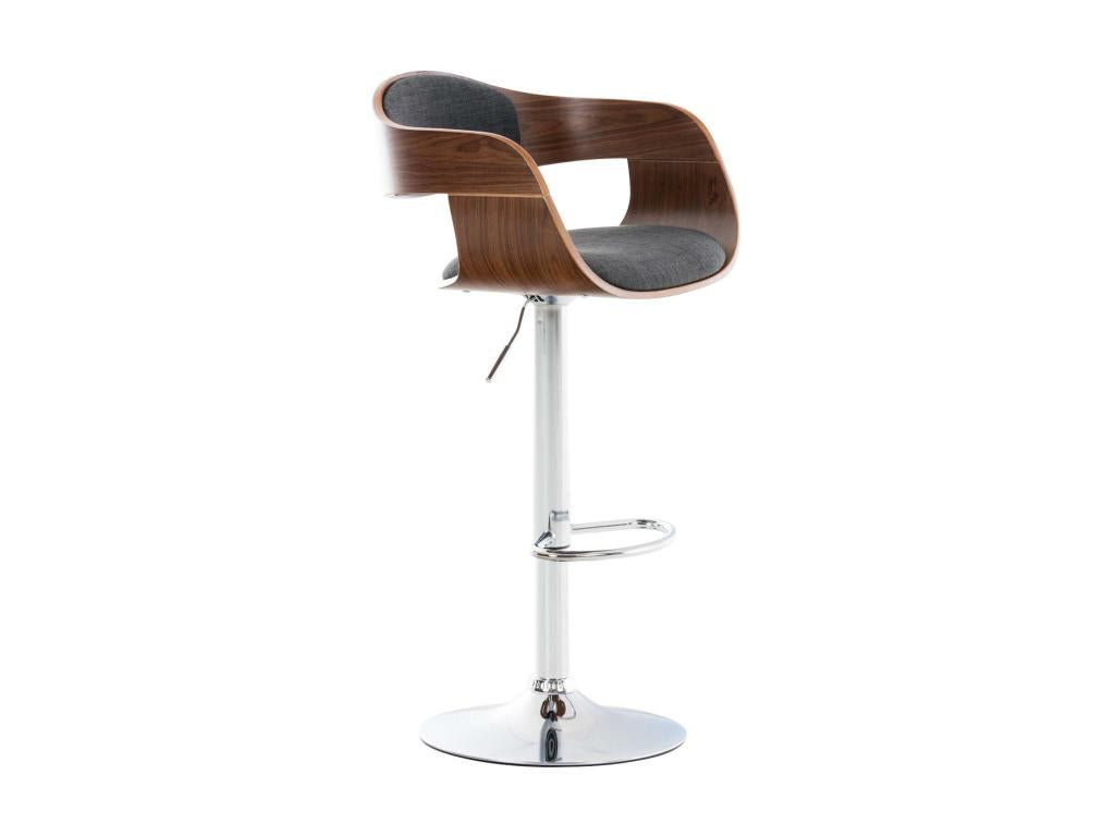 Bar stool - Fabric / Chrome metal - Walnut / Dark grey - Vertchez