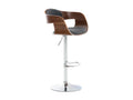 Bar stool - Fabric / Chrome metal - Walnut / Dark grey - Vertchez