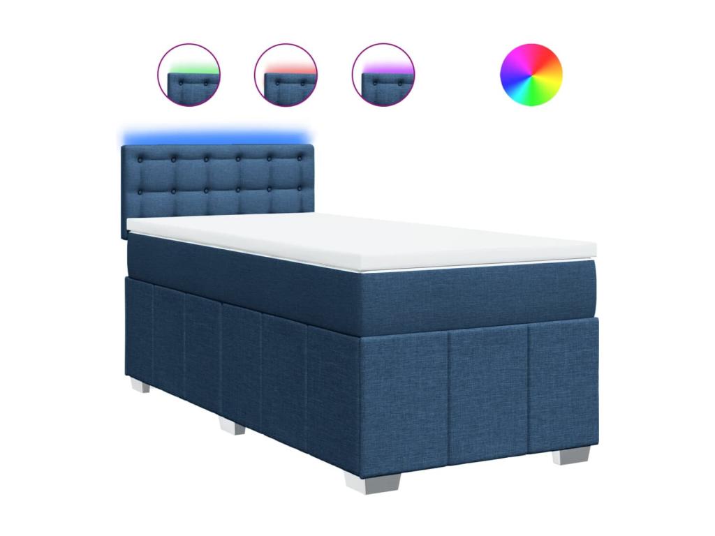 Bed base in Vertchez with blue mattress 100x200 cm fabric