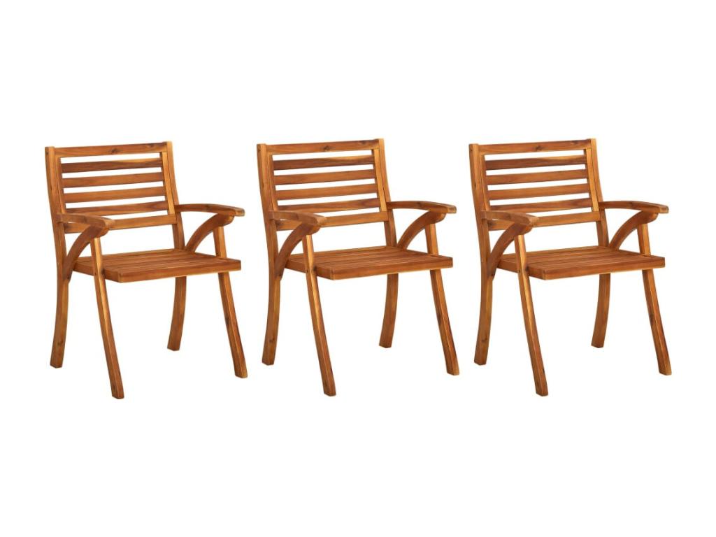Meublita 3-Piece Solid Wood Garden Dining Chairs with Cushions