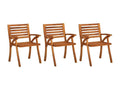 Meublita 3-Piece Solid Wood Garden Dining Chairs with Cushions