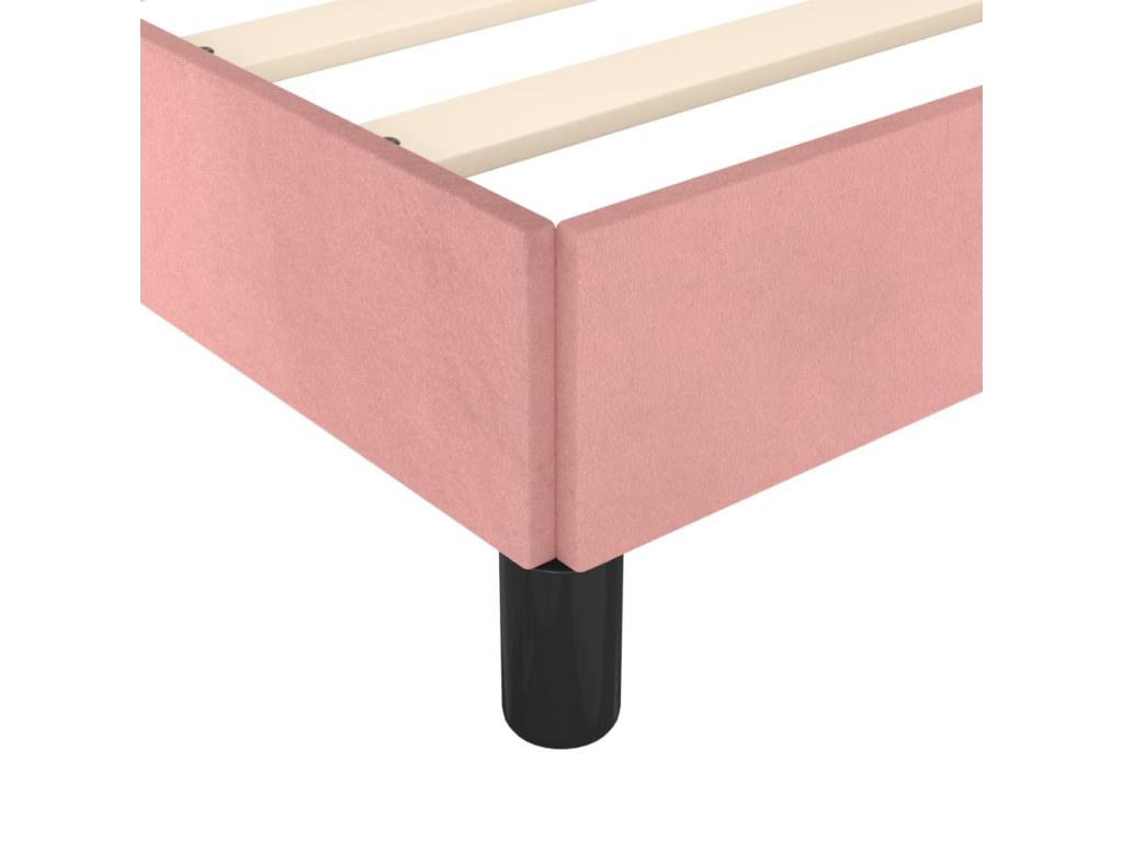 Bed frame and headboard without mattress, pink, 80x200 cm, velvet