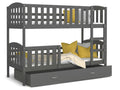 Meublita Bunk Bed 90x190 Grey - grey. Comes with slatted bed bases, drawers, and 7cm foam mattresses.