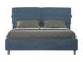 Bed with upholstered slatted base 160x210 blue microfiber Vertchez