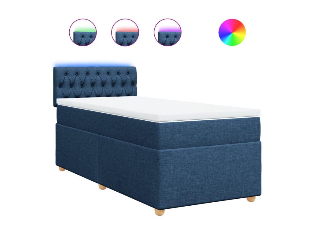 Bed base in Vertchez with blue mattress 80x200 cm fabric