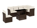 7-piece garden furniture set with cushions, brown woven resin