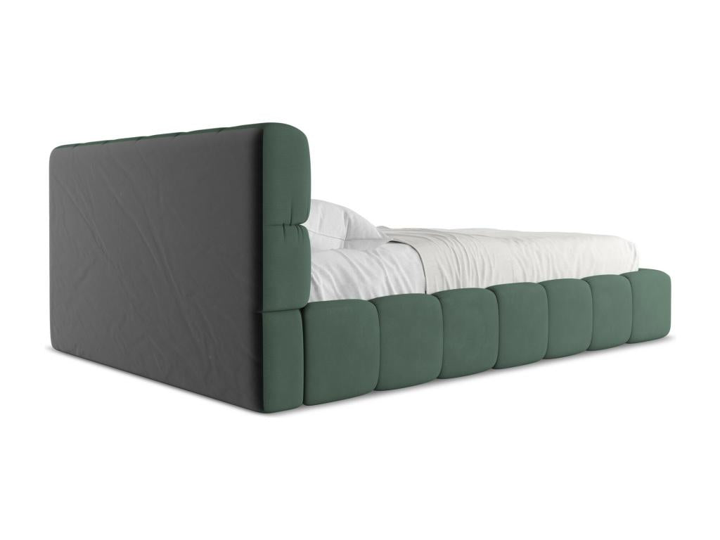 Chenille fabric storage bed 140x200 - green - Vertchez