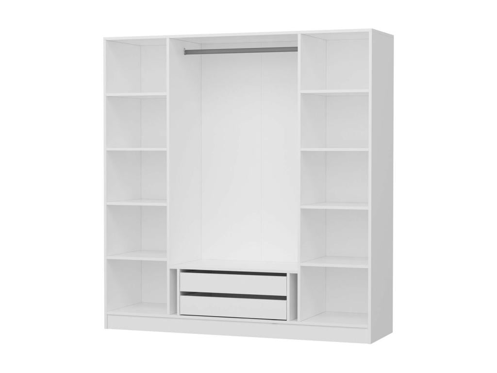 Tumbled Wardrobe, 4 Doors, 2 Drawers, White, 190x52x180cm