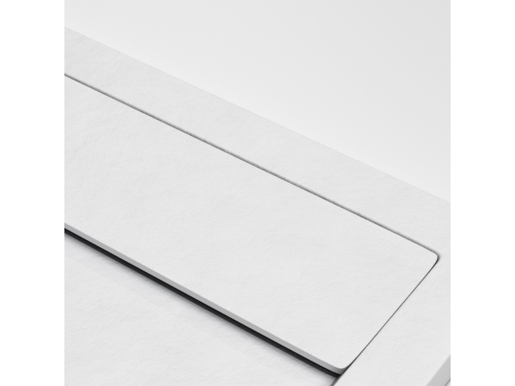 Vertchez Extra-Flat Shower Tray - Slate Texture in White Composite - L160 x W70 x H3cm - Vertchez