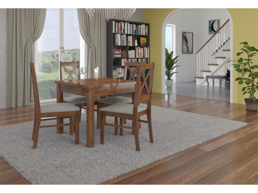 Brown wooden chair with choice of fabric, Opka-Tissu 27127