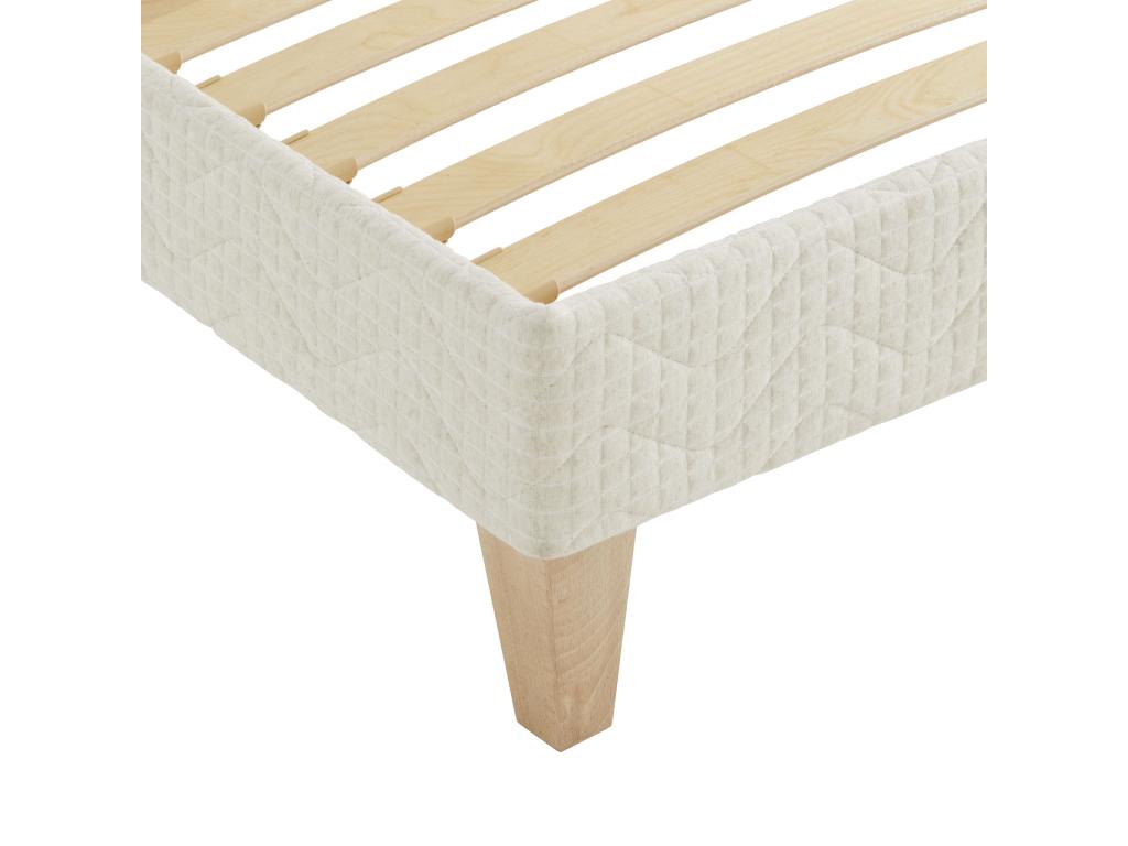 Natural ecru upholstered decorative bed base, Aube - Vertchez 100x200