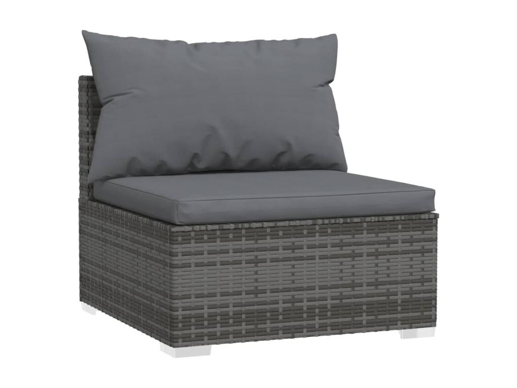 2-piece garden furniture set with cushions, grey woven resin