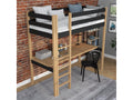 Wooden loft bed - with desk N05 Black / Natural Oak 100x180
