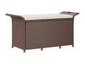 Garden bench with brown cushion, 116x46x57 cm, woven resin