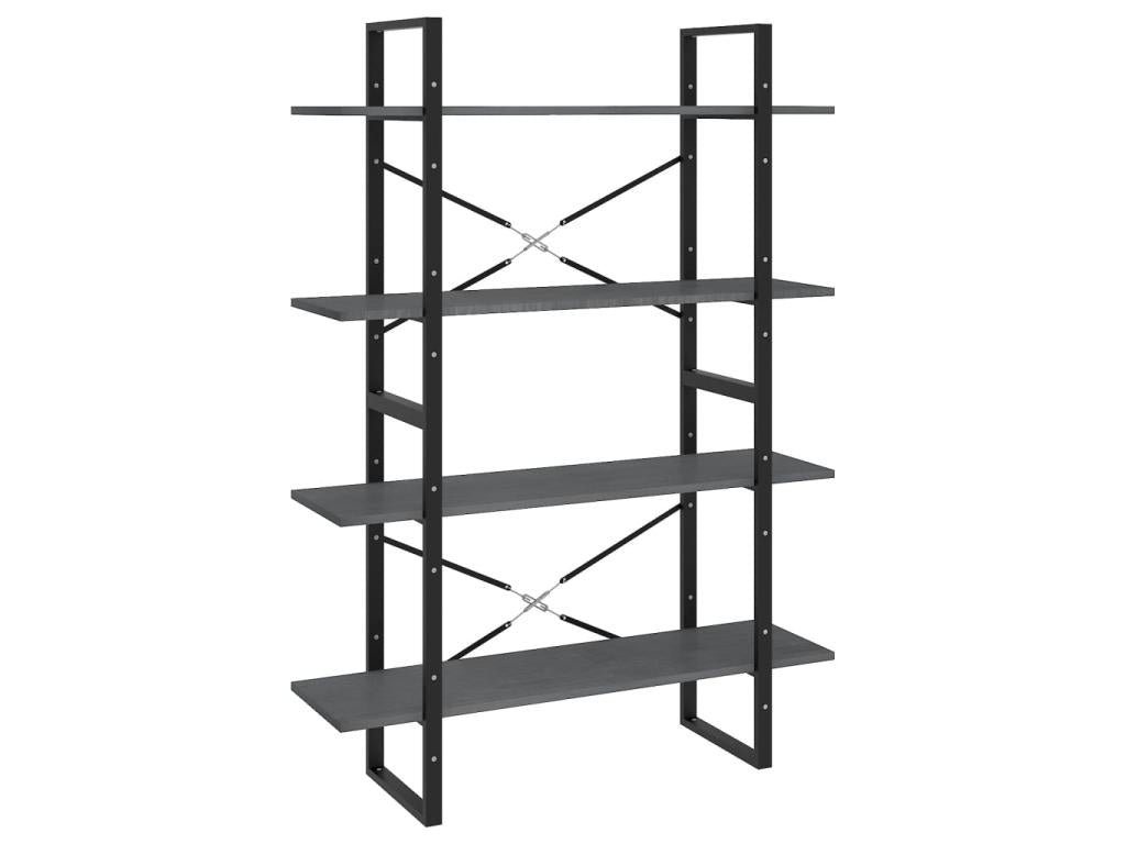 4-Tier Bookshelf, Grey, 100x30x140 cm, Solid Pine Wood
