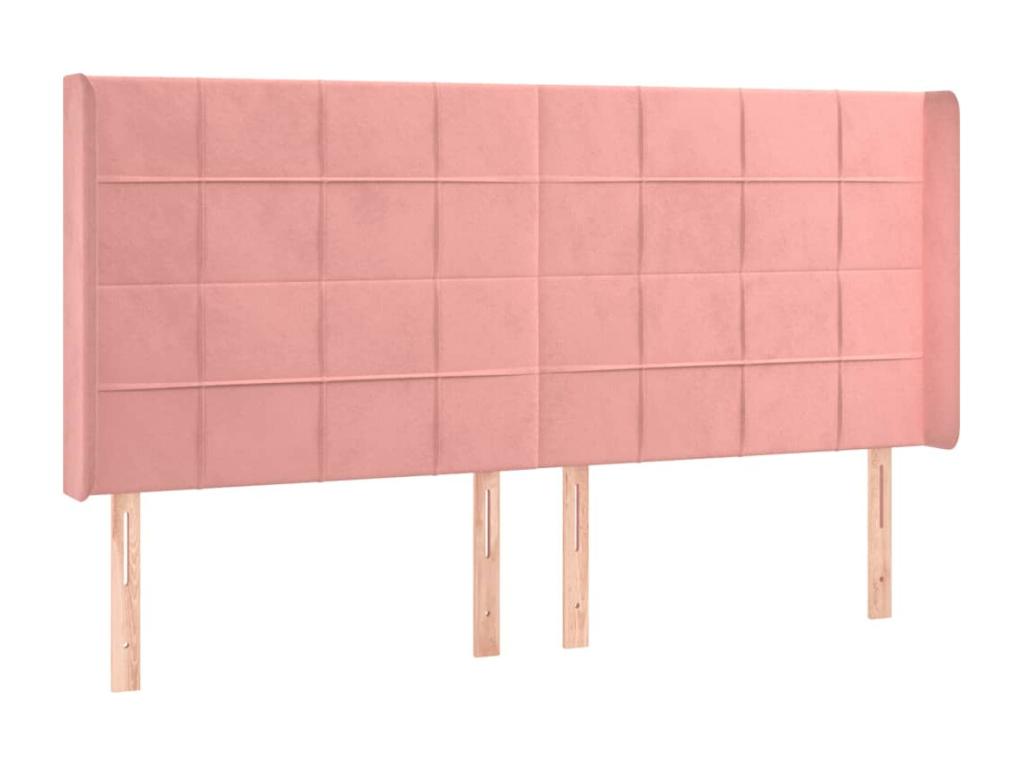Pink LED Headboard 183x16x118/128 cm Velvet