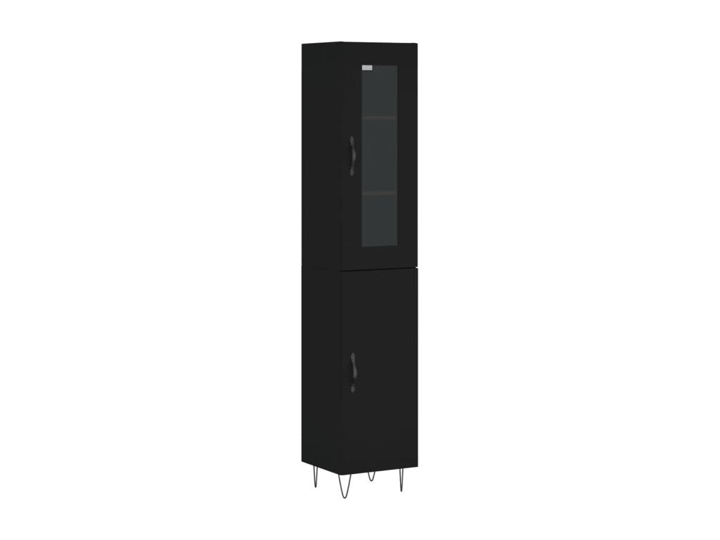 Highboard, Black, 34.5x34x180 cm, Engineered Wood