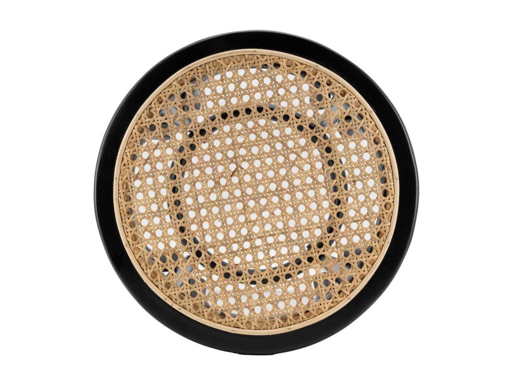 Birch stool with rattan caning