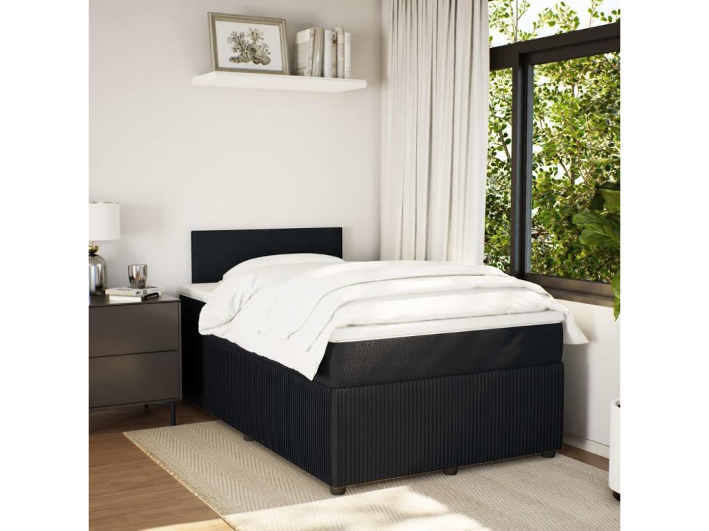 Vertchez bed base with black velvet mattress 120x200 cm