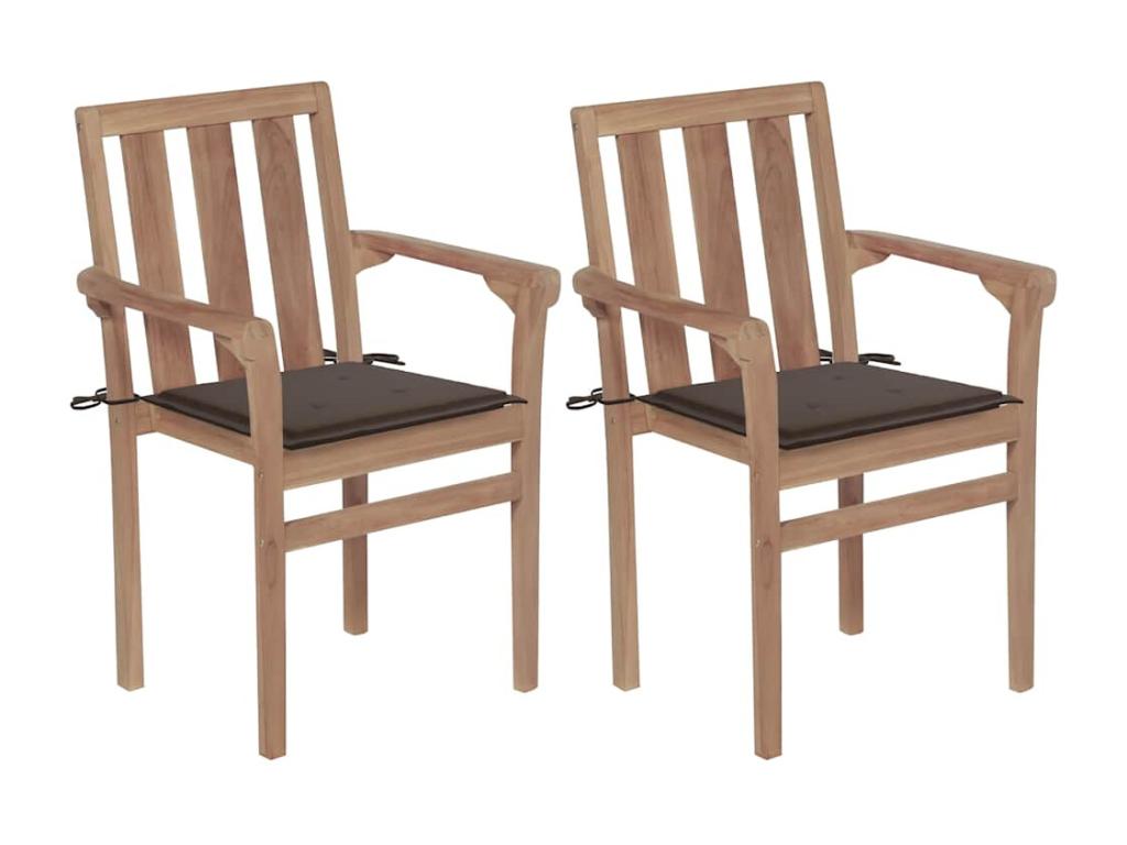 Set of 2 garden chairs and cushions, Vertchez, solid teak wood