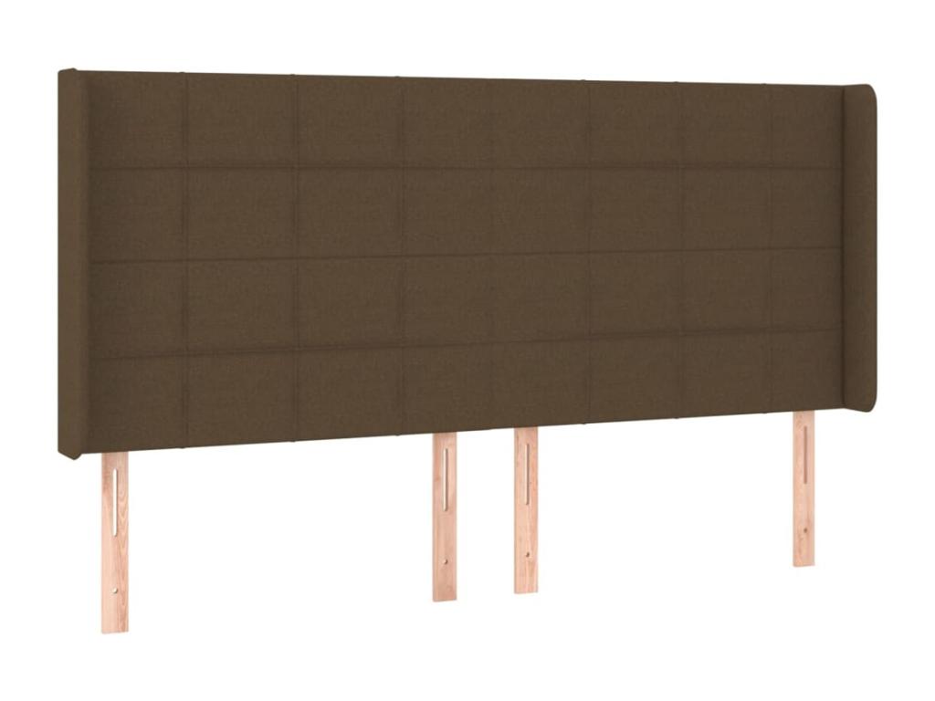 Headboard with wings, dark brown, 163x16x118/128 cm, fabric