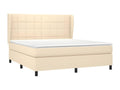 Upholstered bed base with mattress, Cream, 160x200 cm, Fabric