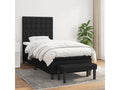 Upholstered bed base with mattress, black, 90x190 cm, fabric