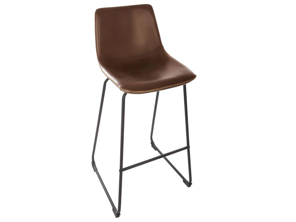Set of 2 brown metal stools - length 104.50 x depth 50 x height 49 cm