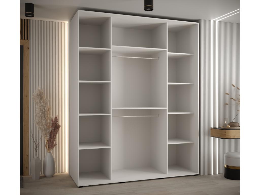 Meublita 6 Sliding Door Wardrobe 235.2/190/60 3 Doors White/White/Silver