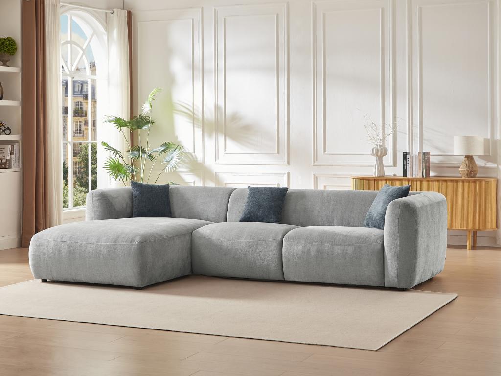 Meublita left-hand corner sofa in grey fabric